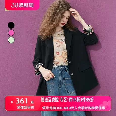 妖精的口袋黑色西装外套女2023春季新款休闲气质高级感小个子西服图片