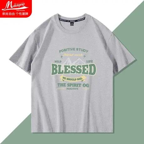 美式复古印花短袖t恤男2022夏季新款宽松纯棉bf风街头ins潮牌上衣图片