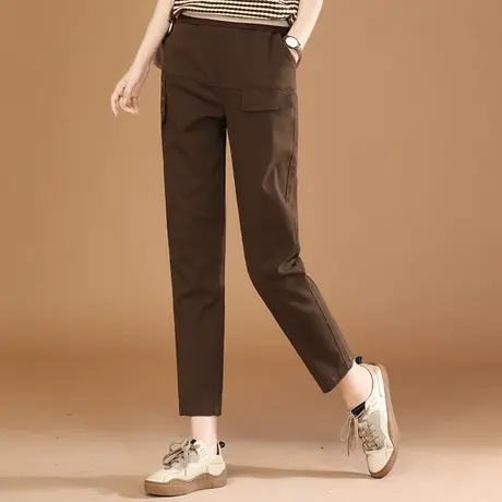 韩潮袭人松紧腰宽松工装休闲裤女2023秋季新款百搭显瘦直筒哈伦裤图片