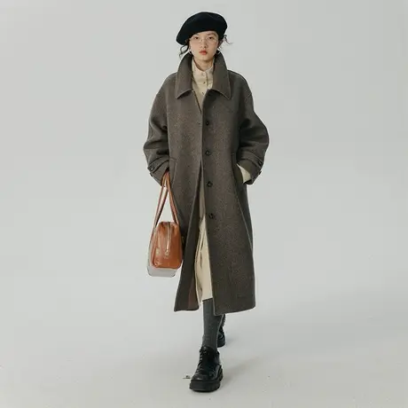 omont蛋挞家 羊毛呢子大衣女秋冬2023新款复古宽松中长款毛呢外套图片