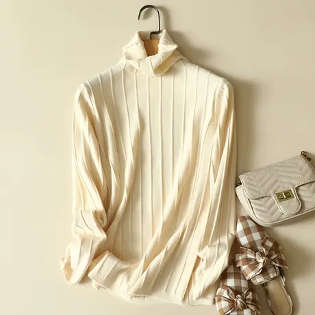 高领毛衣女套头2022秋冬新款韩版宽松堆堆领长袖百搭显瘦针织衫潮商品大图