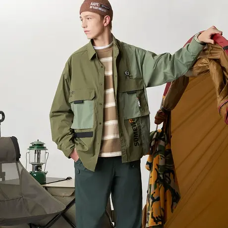 Aape旗舰店男装秋冬可调节抽绳拉链口袋猿颜徽章休闲长裤6894XXJ商品大图