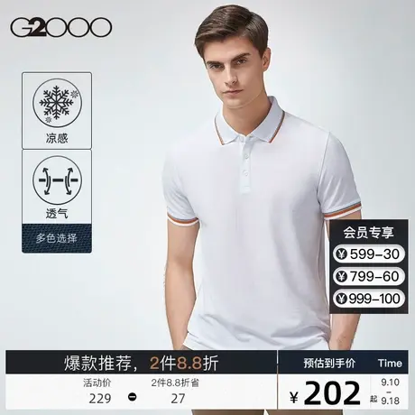 G2000男装 2023夏季新款时尚撞色翻领T恤经典透气短袖polo衫男图片