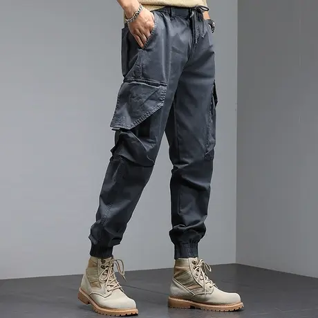 弹力束脚工装裤男士2022新款冬季多口袋哈伦裤子ins潮休闲裤男装商品大图