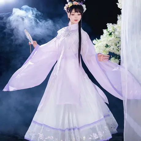 月昙如梦霓裳原创汉服女明制大袖立领纱衫国风马面裙日常夏季薄款图片
