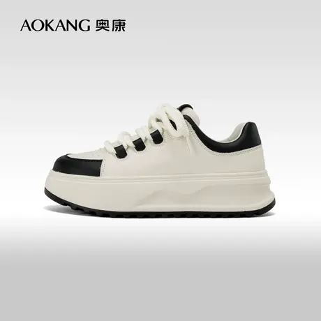 奥康女鞋 春秋季新款厚底拼色小白鞋时尚百搭面包鞋休闲板鞋图片