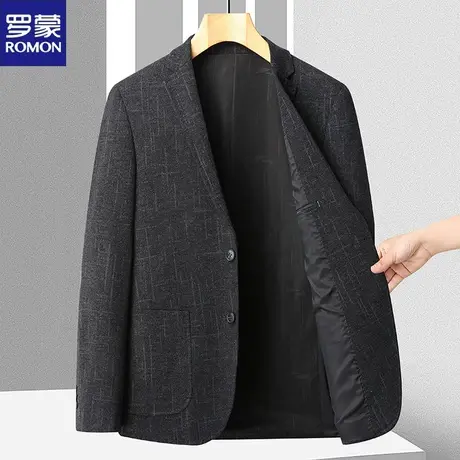 罗蒙男士新款单件时尚中青年商务休闲西装外套时尚爸爸装小西服图片
