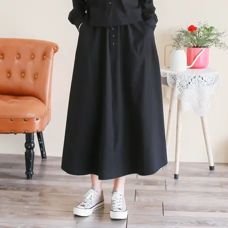 胖妹妹春装复古针织显瘦半身裙 加大码2023新款黑色半裙200斤女商品大图