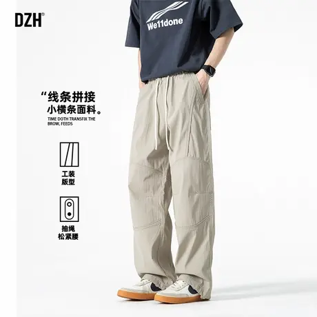 男士卡其色裤子男夏季薄款美式潮牌2025新款休闲工装裤直筒伐木裤商品大图