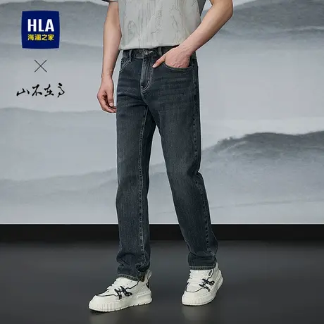 HLA/海澜之家山不在高系列牛仔裤25春夏新五袋款绣花时尚直筒裤男商品大图