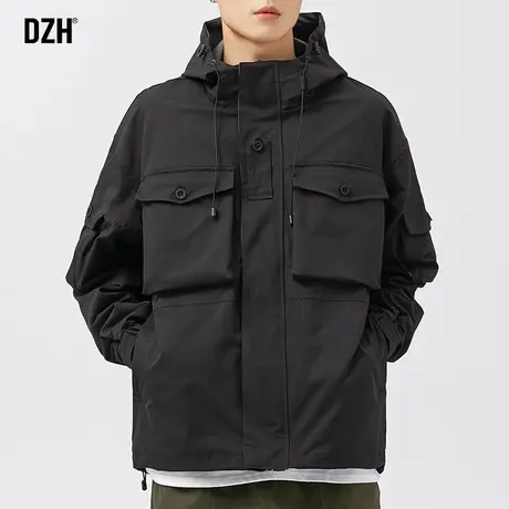 男士工装冲锋衣外套男春秋款宽松潮连帽夹克上衣百搭男装2023新款商品大图