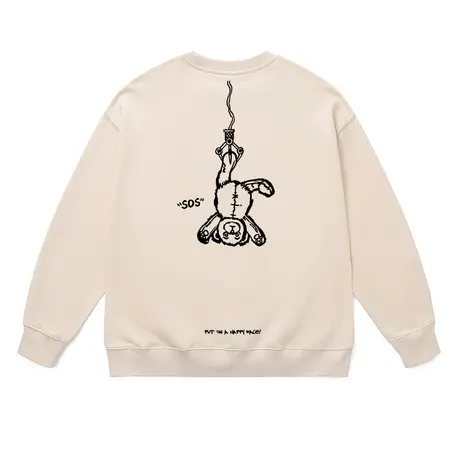 百t大战ins潮牌圆领卫衣男潮流小熊宽松大码2023春季新款薄上衣女商品大图