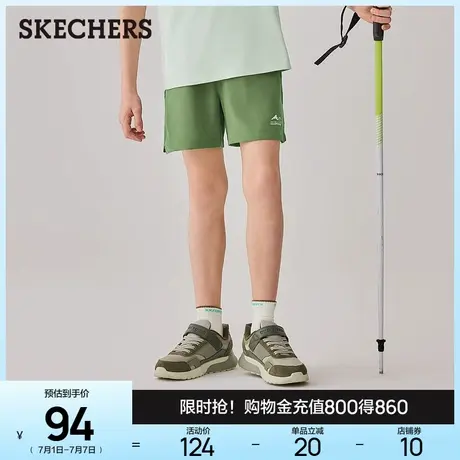 斯凯奇童装五分裤2025年夏季男中大童童舒享运动休闲系列梭织短裤图片