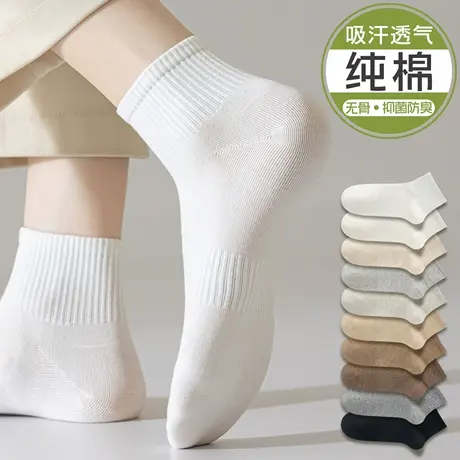 袜子短袜女夏薄款纯棉透气无骨袜吸汗防臭短筒棉袜女士低帮短筒袜商品大图