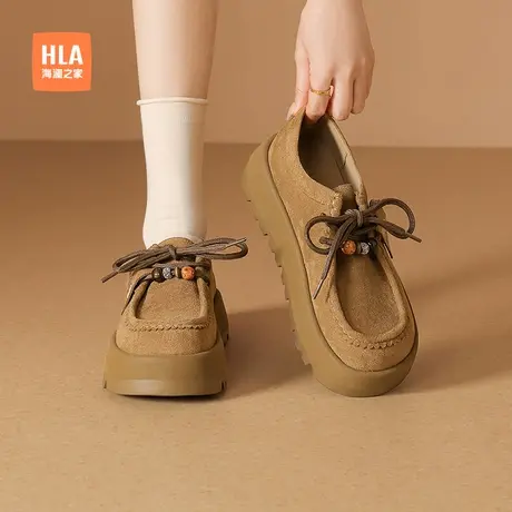 HLA/海澜之家松糕鞋女2025新款秋季厚底增高休闲运动鞋工装鞋女鞋商品大图