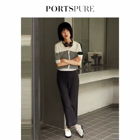 PORTSPURE女装时尚百搭撞色条纹翻领定制POLO领上衣RP3K154RKD018图片