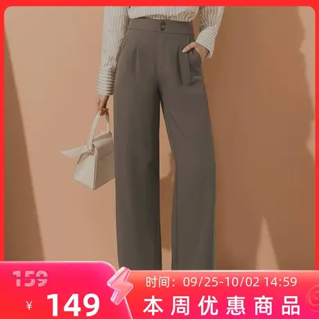桔熊春秋季通勤长裤子女装舒适修身压褶藏肉宽松直筒裤大码BA5969图片