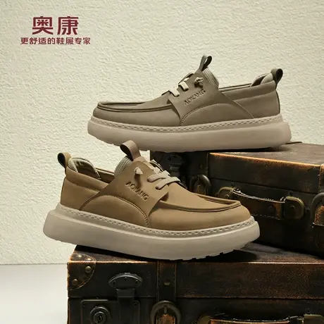 奥康 男鞋2026春季款工装老钱风潮流软底轻便复古一脚蹬勃肯鞋男W商品大图