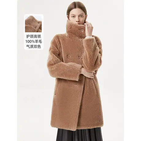朗姿纯羊毛颗粒羊剪绒高级感气质女冬季新款长款皮草外套减龄图片