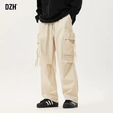 男士美式高街裤子男宽松直筒2023新款hiphop工装裤秋季休闲裤男款商品大图