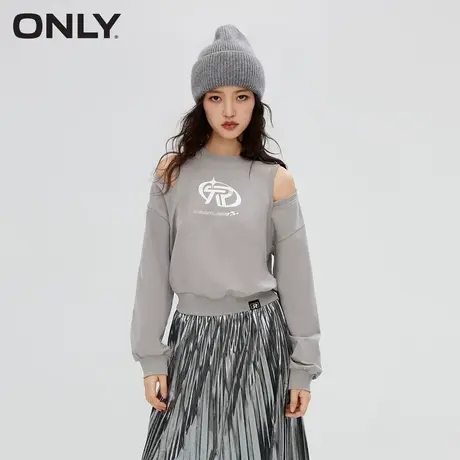 【买4免1】ONLY奥莱秋季新款时尚气质百搭宽松圆领长袖卫衣女商品大图