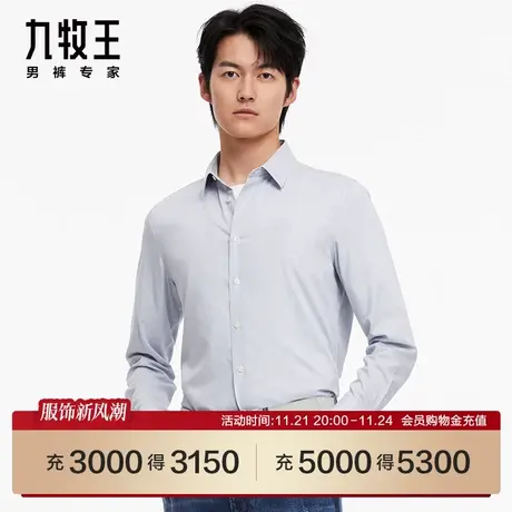 [DP免烫]九牧王商场同款正装长袖衬衫24春季JC1C71017条纹上衣SN图片
