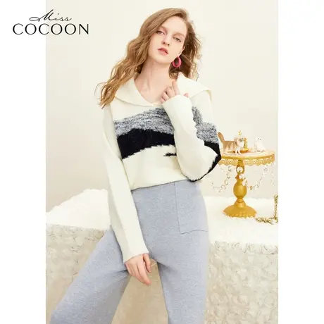 MISSCOCOON23秋冬新款羊毛大翻领廓形圈圈纱软糯高级毛针织衫图片