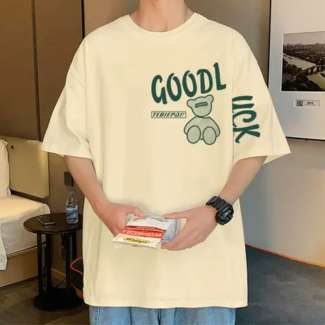 夏季短袖T恤男潮牌宽松复古打底衫半袖ins潮流体恤港风上衣服纯棉商品大图