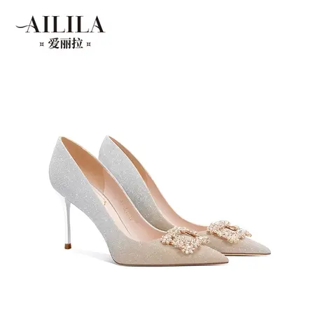爱丽拉法式绝美结婚鞋女2024新款春季不累脚高级感新娘水晶高跟鞋图片