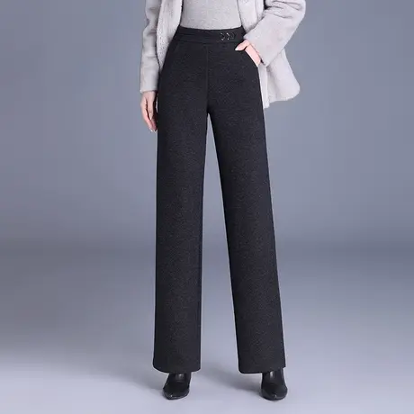 羊毛呢阔腿裤女秋冬2023新款高腰垂感通勤直筒裤显瘦气质休闲长裤商品大图