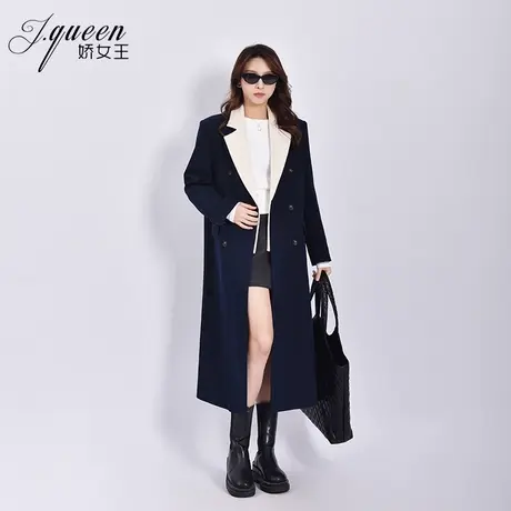 西装大衣女春季新款气质时尚设计高级感撞色拼接领中长款西服外套图片