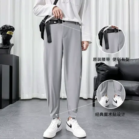 冰丝九分裤男夏季薄款直筒坠感小西裤百搭休闲裤宽松阔腿锥形裤潮商品大图