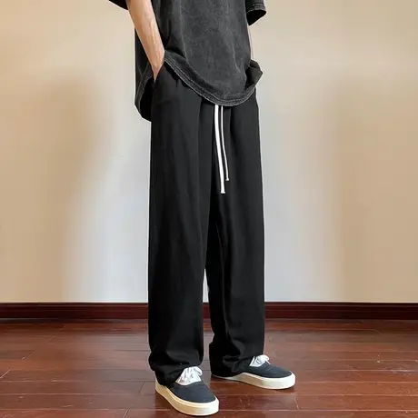 日系直筒工装裤男士秋季潮牌阔腿裤胖子大码裤子夏季宽松休闲长裤商品大图