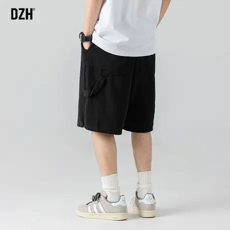 男士黑色牛仔短裤男夏季薄款美式休闲五分裤潮牌宽松裤子2023新款商品大图