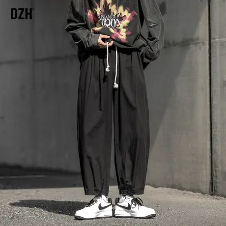 男生秋季黑色宽松直筒休闲裤男ins港风男裤2023新款高中生运动裤商品大图