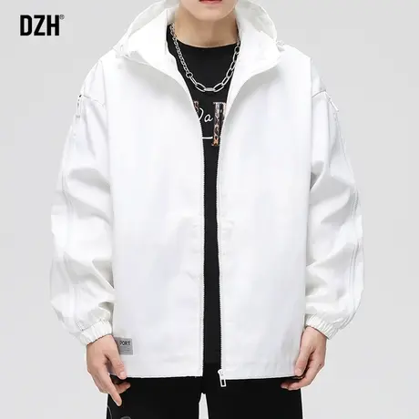 男士白色痞帅外套潮牌男春秋款宽松休闲上衣教练夹克男2023年新款商品大图