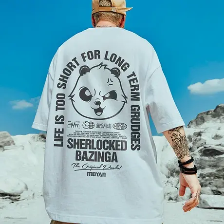 oversize潮牌胖子男装加肥加大码国潮嘻哈宽松短袖T恤潮半袖潮流图片