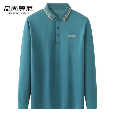 男士爸爸春装上衣长袖T恤纯棉翻领卫衣商务POLO衫中老年人爷爷装商品大图