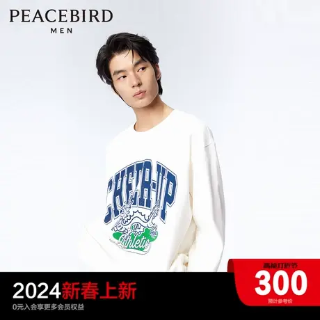 太平鸟男装 2024年春季新款圆领卫衣男士休闲宽松套头烫钻上衣图片