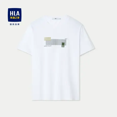 HLA/海澜之家SORONA短袖T恤2024春夏新款圆领贴布绣简约上衣男商品大图
