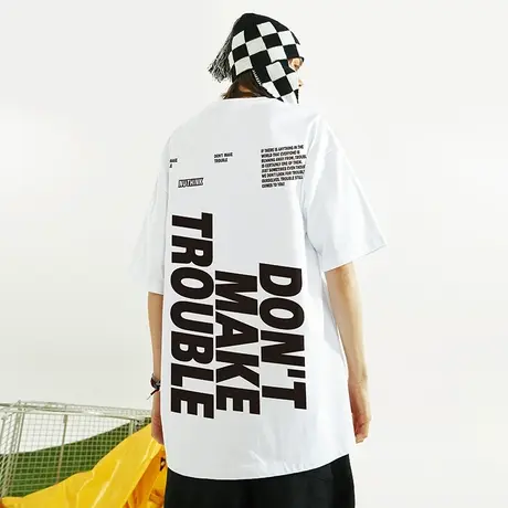 Nuthink美式高街vibe风字母短袖T恤男夏季潮牌ins宽松大码半截袖商品大图