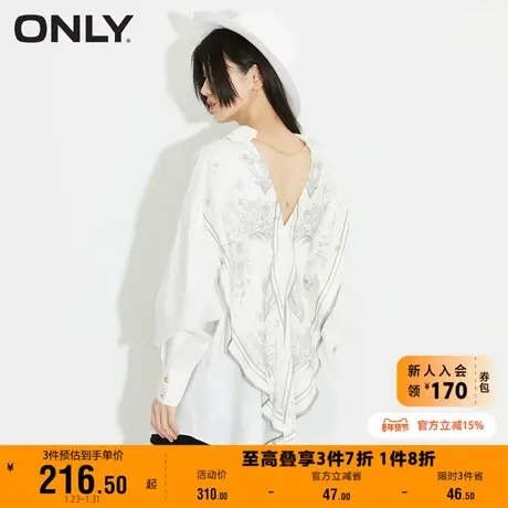 【上新】ONLY奥莱夏季通勤OL风宽松纯色个性印花衬衫女商品大图