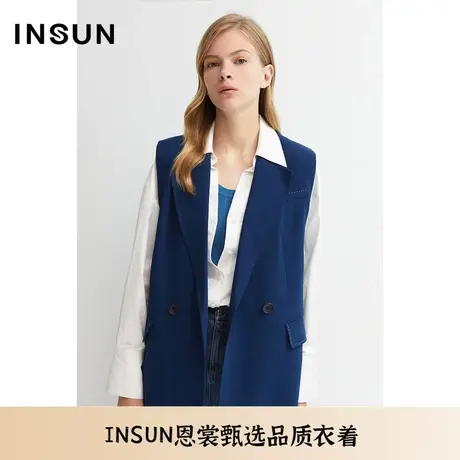 INSUN恩裳春季H型简洁西领百搭三醋酸马甲图片