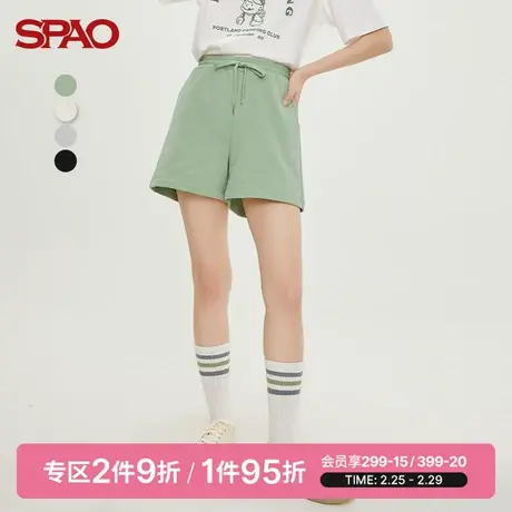 SPAO女士运动裤夏季新款纯色休闲糖果色抽绳短裤SPMTC22S16图片