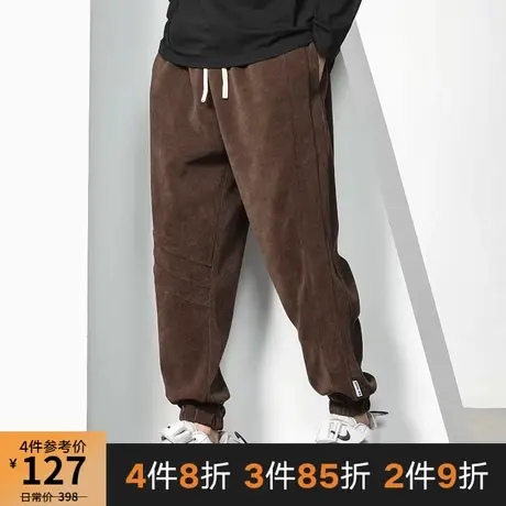 GxxH潮牌大码男装2023秋冬咖色宽松运动裤新款潮流休闲束脚长裤商品大图