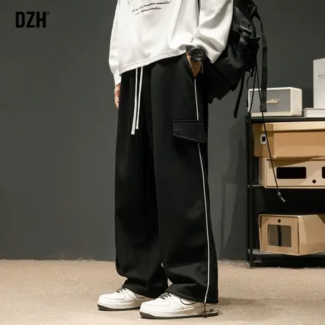 男士黑色工装裤子男春秋款宽松直筒2024新款运动卫裤男款休闲长裤商品大图