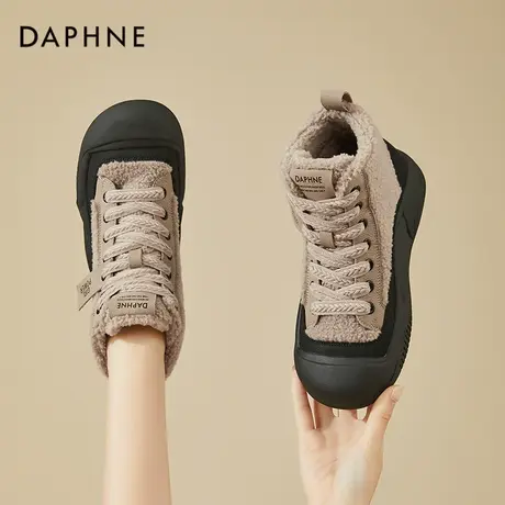 达芙妮雪地靴女新款冬季加绒休闲高帮棉鞋舒适软底百搭内增高女鞋商品大图