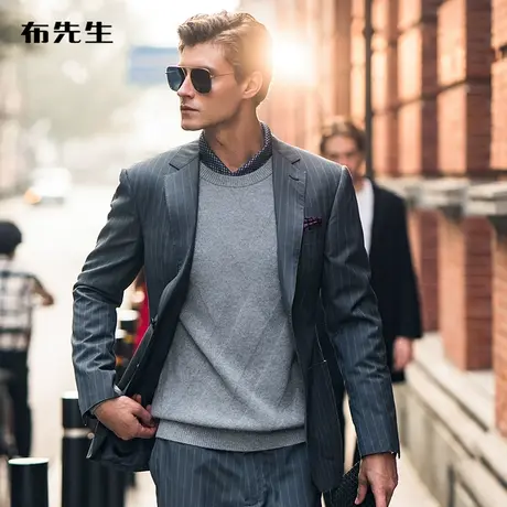 MrBu布先生圆领羊绒衫男 冬季精美提花舒适长袖上衣 BT11103断码商品大图