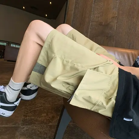 夏季新款工装短裤男潮流宽松阔腿五分国潮复古大口袋休闲运动裤子商品大图