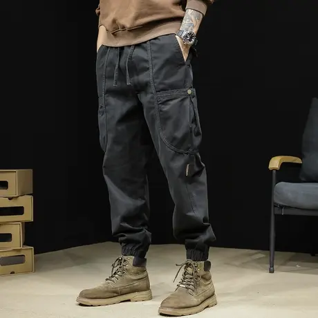 工装裤男潮牌秋季2023新款宽松大码黑色休闲男裤美式耐磨男款裤子商品大图